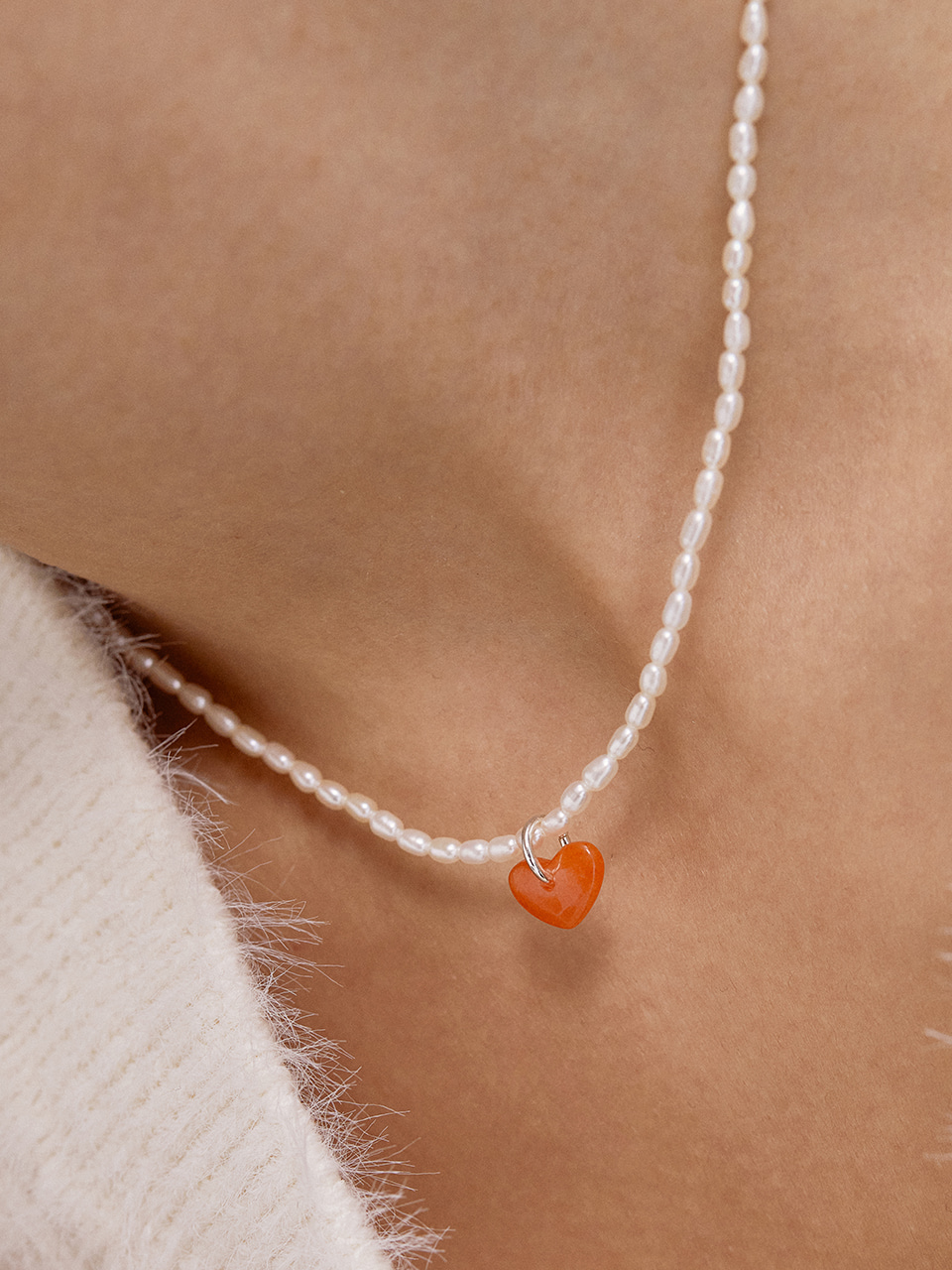 Cute Plump Heart Pearl Necklace NZ2026
